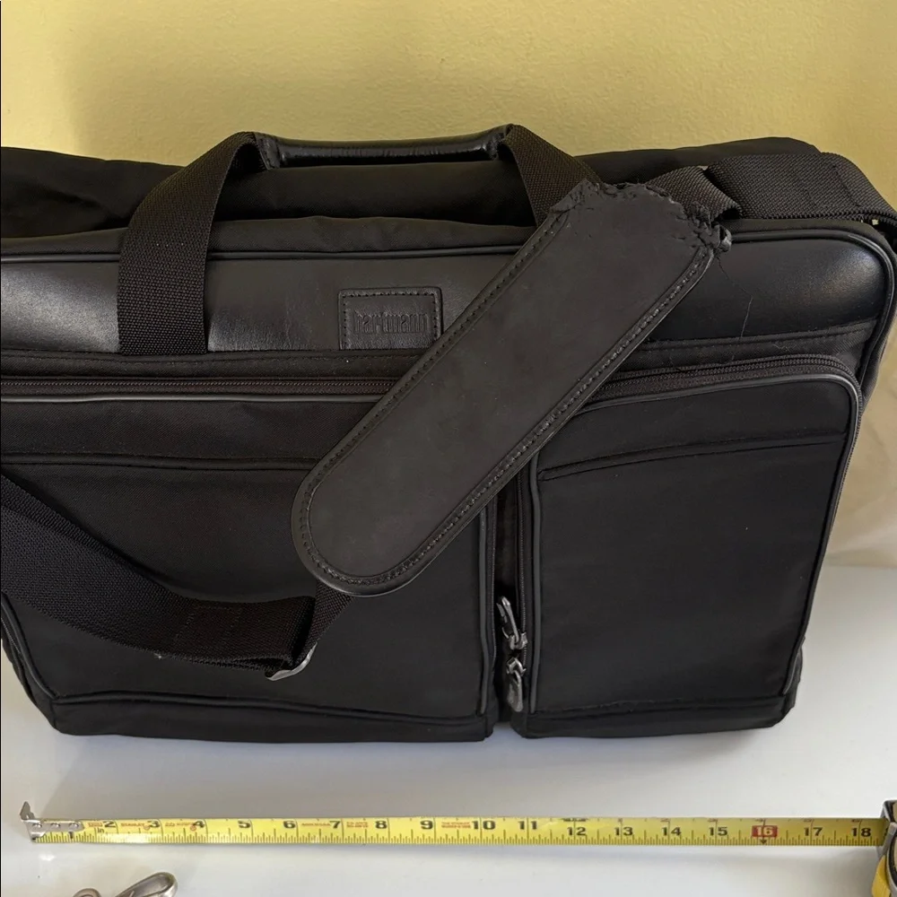 Hartmann Leather and Nylon Over Suitcase Handle Briefcase Overnighter